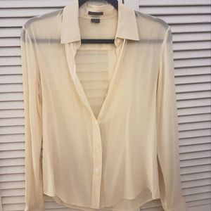 Theory - silk button down blouse - cream - size S